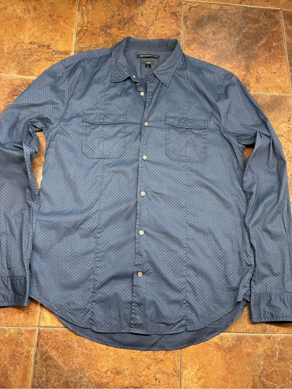 John Varvatos Men's Long-Sleeve Blue Button-Down Shirt